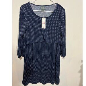 NWT - Milk Nursing Dress - Navy & White Polka Dots - Size Large